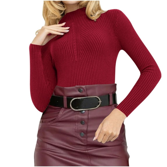 Kmdttou Womens Sweatshirt for Winter Solid Color Long Sleeved Pullover Button Knit Sweater Top Long Sleeved Round Neck Top/shirt on Clearance!