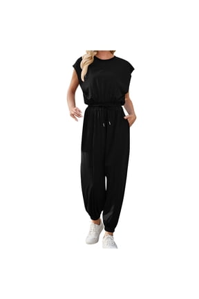 Womens Sweatshirt for Women's Sleeveless Loose Overalls Rompers Linen Wide Leg Jumpsuits on Clearance!