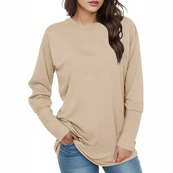 Kmdttou Womens Sweatshirt for s Sweatshirts Hoodies Fleece Long Sleeve Crewneck Oversized Pullover Sweaters Casual Crew Neck Fall Clothes on Clearance!