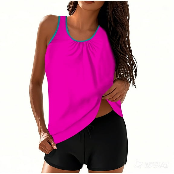 Kmdttou Womens Swimsuits Swimsuit Fashion Print Set Sports Two-piece Swimsuit With Shorts Swimsuit Set on Clearance