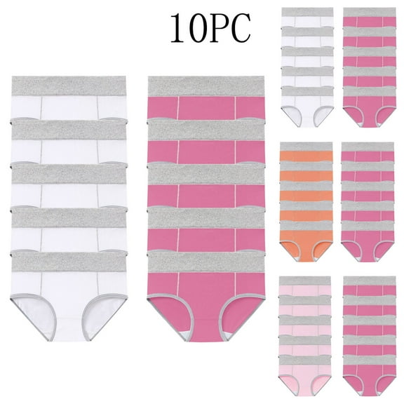 Kmdttou Womens Underwear Breathable Wicking 10PC Large Solid Color High Waist Pants With Hip Lifting Underwear (Regular & Plus Size)