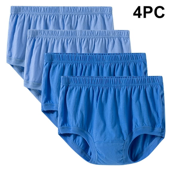 Kmdttou Womens Underwear Breathable Wicking 4PC Ladies And Man Comfortable Solid Color Large Size Abdominal Panties Hight Waiste Underpants (Regular & Plus Size)