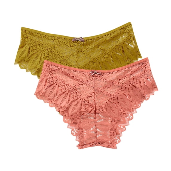 Kmdttou Womens Underwear Breathable Wicking Sexy Lace High Cut Panties Comfort Bikini Panty Stretch Underpants Breathable Ladies Briefs (Available in Plus Size) Orange-XL