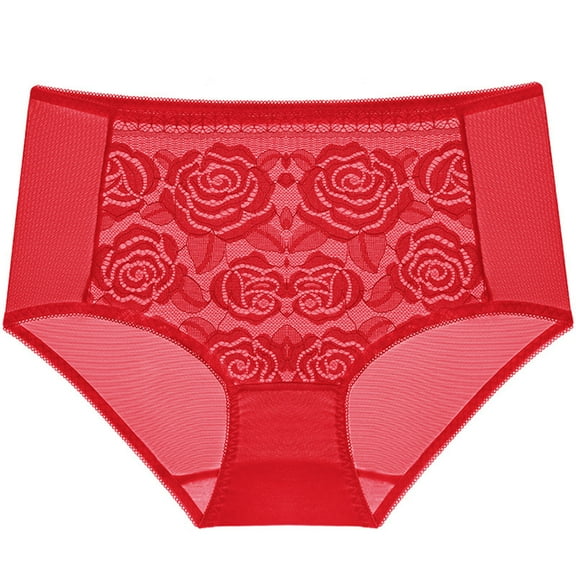 Kmdttou Womens Underwear Breathable Wicking Sexy Mesh High Waisted Lace Underwear (Regular & Plus Size)