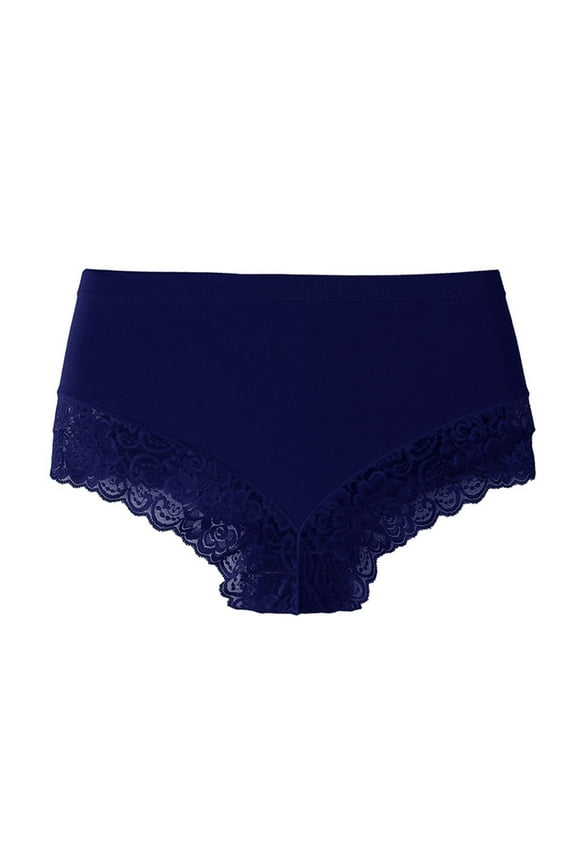 Womens Underwear Breathable Wicking Solid Lace Plus Size High Waist Leak Proof Crotch Shorts Underwear Panties (Regular & Plus Size)