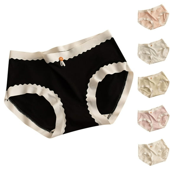 Kmdttou Womens Underwear Mid Oversized Nude Underwear With Seamless And Breathable Cotton Crotch Buttocks Lifting And Sexy Triangular Panties (Regular & Plus Size)