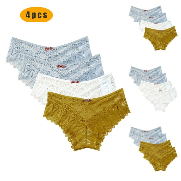 Kmdttou Womens Underwear Sexy Lace High Cut Panties Comfort Bikini Panty Stretch Underpants Breathable Ladies Briefs (Available in Plus Size) Blue-2XL