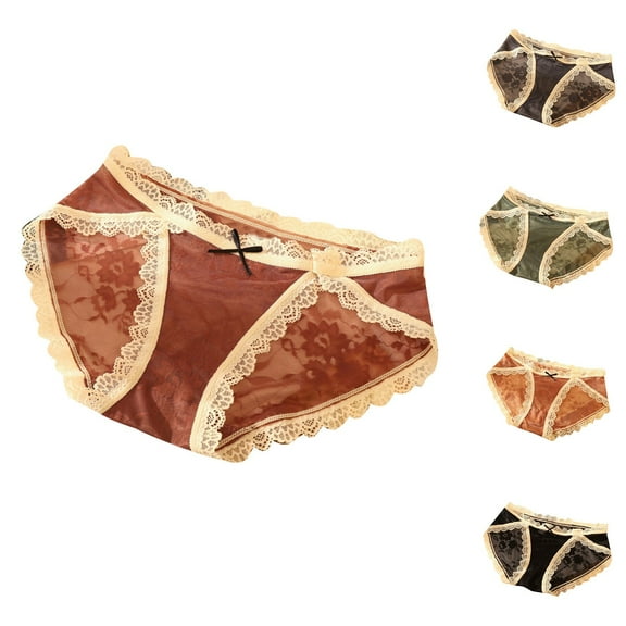 Kmdttou Womens Underwear Sexy Lace High Cut Panties Comfort Bikini Panty Stretch Underpants Breathable Ladies Briefs (Available in Plus Size) Red-L