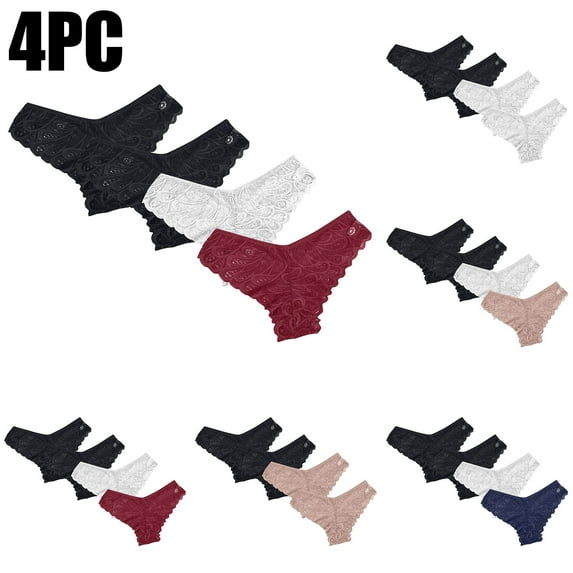 Kmdttou Womens Underwear Sexy Lace High Cut Panties Comfort Bikini Panty Stretch Underpants Breathable Ladies Briefs (Available in Plus Size) Wine-S