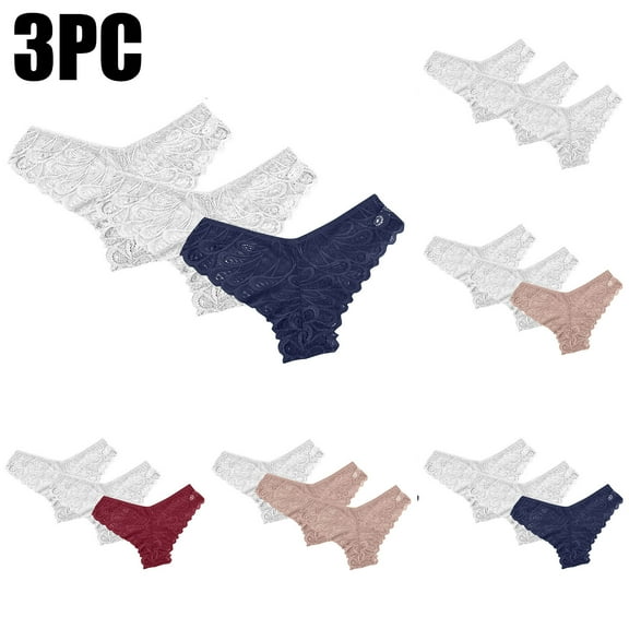 Kmdttou Womens Underwear Sexy Lace High Cut Panties Comfort Bikini Panty Stretch Underpants Breathable Ladies Briefs (Regular & Plus Size) Dark Blue-L