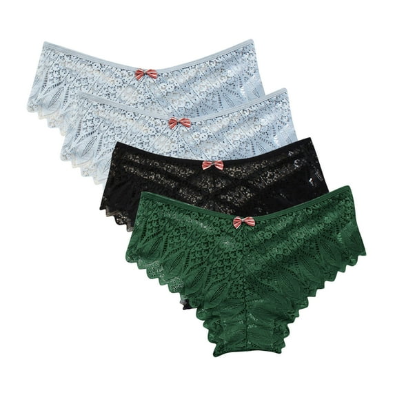 Kmdttou Womens Underwear Sexy Lace High Cut Panties Comfort Bikini Panty Stretch Underpants Breathable Ladies Briefs (Regular & Plus Size) Green-3XL