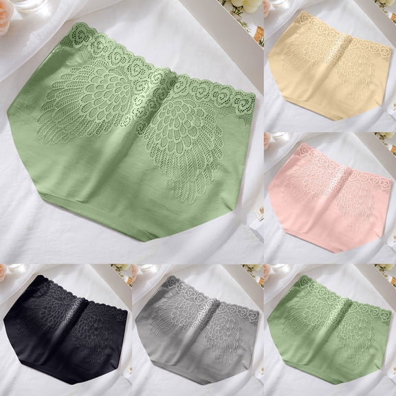 Kmdttou Womens Underwear Sexy Lace High Cut Panties Comfort Bikini Panty Stretch Underpants Breathable Ladies Briefs (Regular & Plus Size) Green-XL