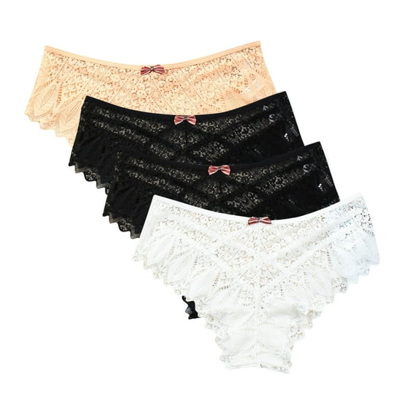 Kmdttou Womens Underwear Sexy Lace High Cut Panties Comfort Bikini Panty Stretch Underpants Breathable Ladies Briefs (Regular & Plus Size) White-L