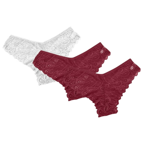 Kmdttou Womens Underwear Sexy Lace High Cut Panties Comfort Bikini Panty Stretch Underpants Breathable Ladies Briefs (Regular & Plus Size) Wine-XL