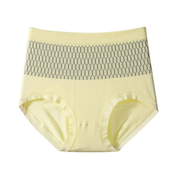 Kmdttou Womens Underwear Sexy Lace High Cut Panties Comfort Bikini Panty Stretch Underpants Breathable Ladies Briefs (Regular & Plus Size) Yellow-M