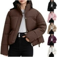 thumbnail image 1 of Kmdttou Womens Winter Coats Puffer Jacket Womens Solid Color Fshion Pocket Hodded Keep Warm Coat, 1 of 7