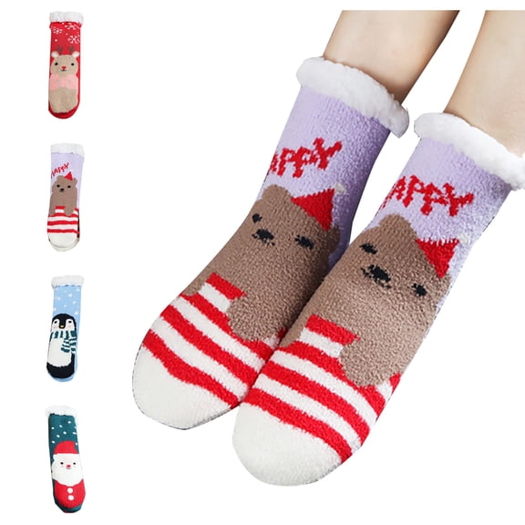 Kmdttou Womens Wool Socks Winter Warm Women's Casual Winter Home Non-slip Plush Warm Thick Warm Socks