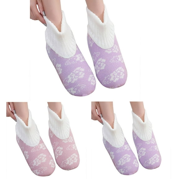 Kmdttou Womens Wool Socks Winter Warm Women's Fall And Winter Soft Bottom Home Indoor Floor Socks Adult Slippers Socks Non-slip Warm Winter With Wool Thickened Socks