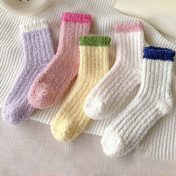 Kmdttou Womens Wool Socks Winter Warm Women's Thick Warm Wool Socks Floor Sleep Socks Mid-tube Socks Socks