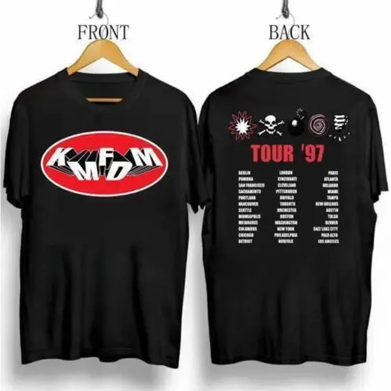 Kmfdm 1997 Symbols Tour Concert T-shirt Black Cotton Unisex For 