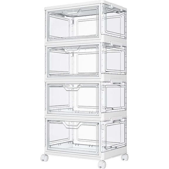 Kmiectse Clear Storage Bins with Lids - 4 Tier 23qt Plastic Stackable Bins