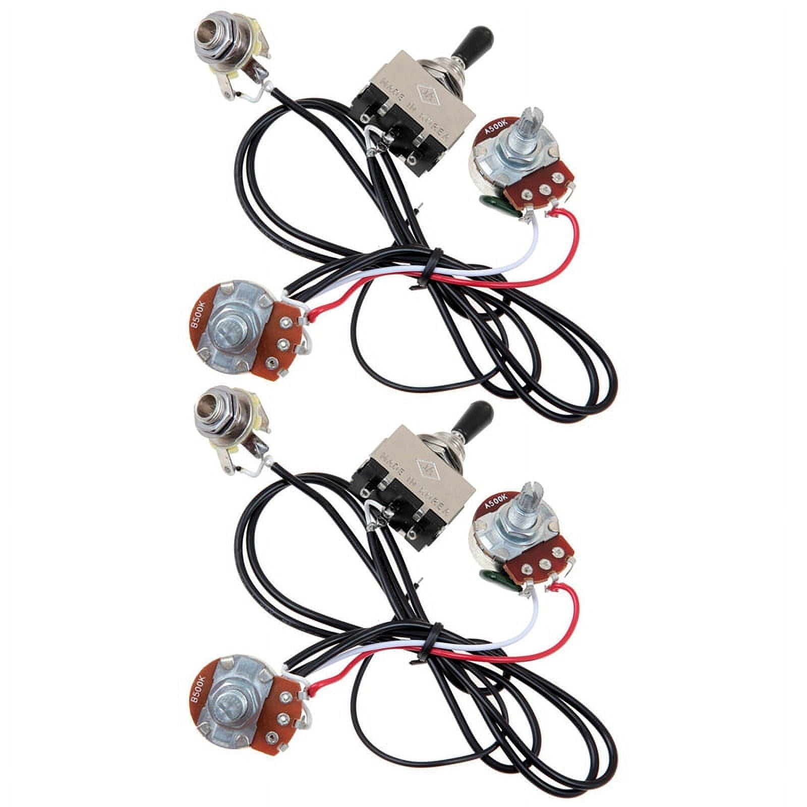 Kmise MI0321 Guitar Wiring Harness Prewired Two Pickup 500K Pots 3-Way