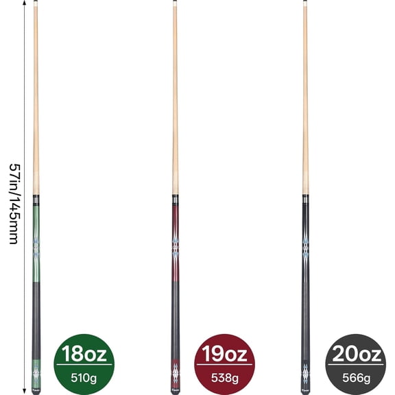Kmise Pool Cue Stick Set - 58 Inch Pool Cues, 18~21Oz Canadian Maple Professional Billiard Cues Sticks, Pool Sticks for Adults, Multiple Colors, Pool Stick for Bar House Pool Tables Sports