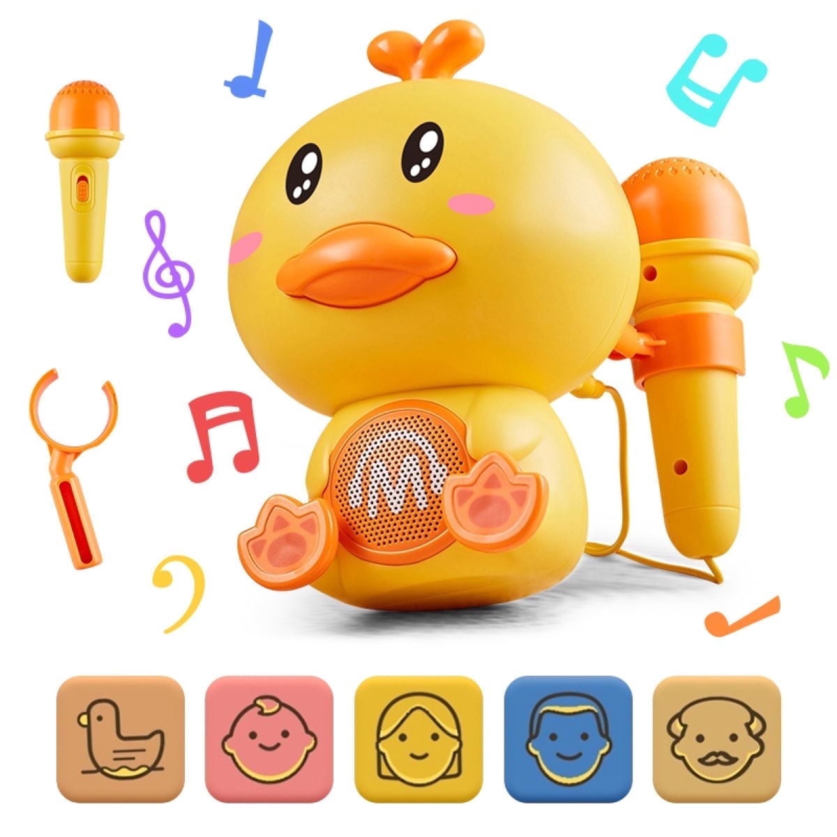 Mini Karaoke Machine Duck Toys for Kids, Portable Microphones Support 5 Change Voice for Girls Gifts