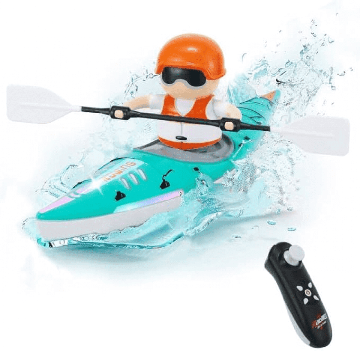 Remote Control Kayak Toys, RC Boat with Light for Outdoor Activity, Water Toys for Kids Ages 6+