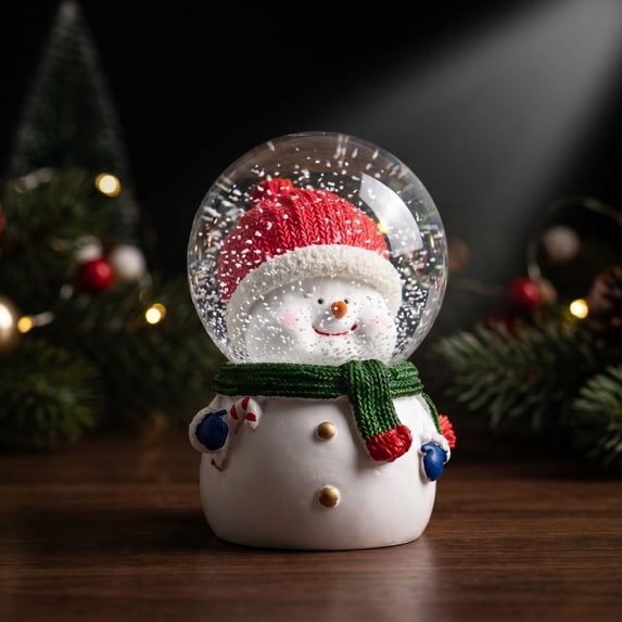 Kmonabie Christmas Snow Globe with Light, Light Up Resin Glass Snowball Ornament for Holiday Desktop Decor, Xmas Gift for Kids Home Tabletop Decoration, Blue