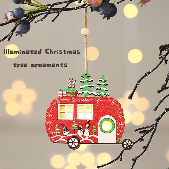 Kmonabie Christmas Wooden Ornament, Handcrafted Log Pendant with Permanent Design, Holiday Tree Window Door Decor for Office Party Gift Exchange