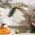 thumbnail image 1 of Kmonabie Flocked Christmas Tree Ornament, Holiday Pendant Decor for Car Home Party, Festive Hanging Decoration with Rope, White, 1 of 6