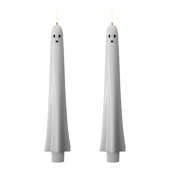 Kmonabie Halloween Ghost Flameless Taper Candles Battery Operated Real Wax LED Face Candles Set with Remote Timer Decor