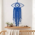 thumbnail image 1 of Kmonabie Hand Woven Macrame Wall Hanging, Cotton Tassel Dreamcatcher Boho Home Wall Decor, 3 Colors for Bedroom Living Room Entryway, Blue, 1 of 6