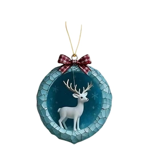Kmonabie Ice Crystal Cave Winter Forest Animal Ornament, 2D Acrylic Cave Creature with Snowflake Accents, 3.15 Inch Hanging Decor for Christmas Tree Holiday Party Wall, Blue