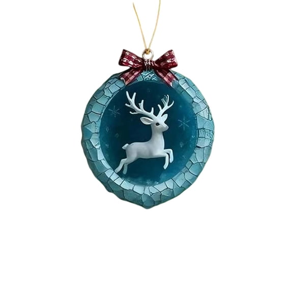 Kmonabie Ice Crystal Cave Winter Forest Animal Ornament, 2D Acrylic Cave Creature with Snowflake Accents, 3.15 Inch Hanging Decor for Christmas Tree Holiday Party Wall, Blue