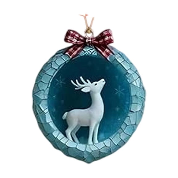 Kmonabie Ice Crystal Cave Winter Forest Animal Ornament, 2D Acrylic Cave Creature with Snowflake Accents, 3.15 Inch Hanging Decor for Christmas Tree Holiday Party Wall, Blue