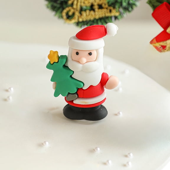 Kmonabie Mini Artificial Christmas Tree, Girls DIY LED Tree with Ornaments, Tabletop Holiday Decor for Christmas Cake Topper Party, Green