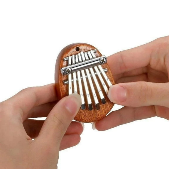 Kmonabie Mini Thumb Piano 8 Keys Kalimba, Easy Learn Musical Instrument with Engraved Notes Rope, Portable Finger Harp Gift for Children Beginners Family Friends
