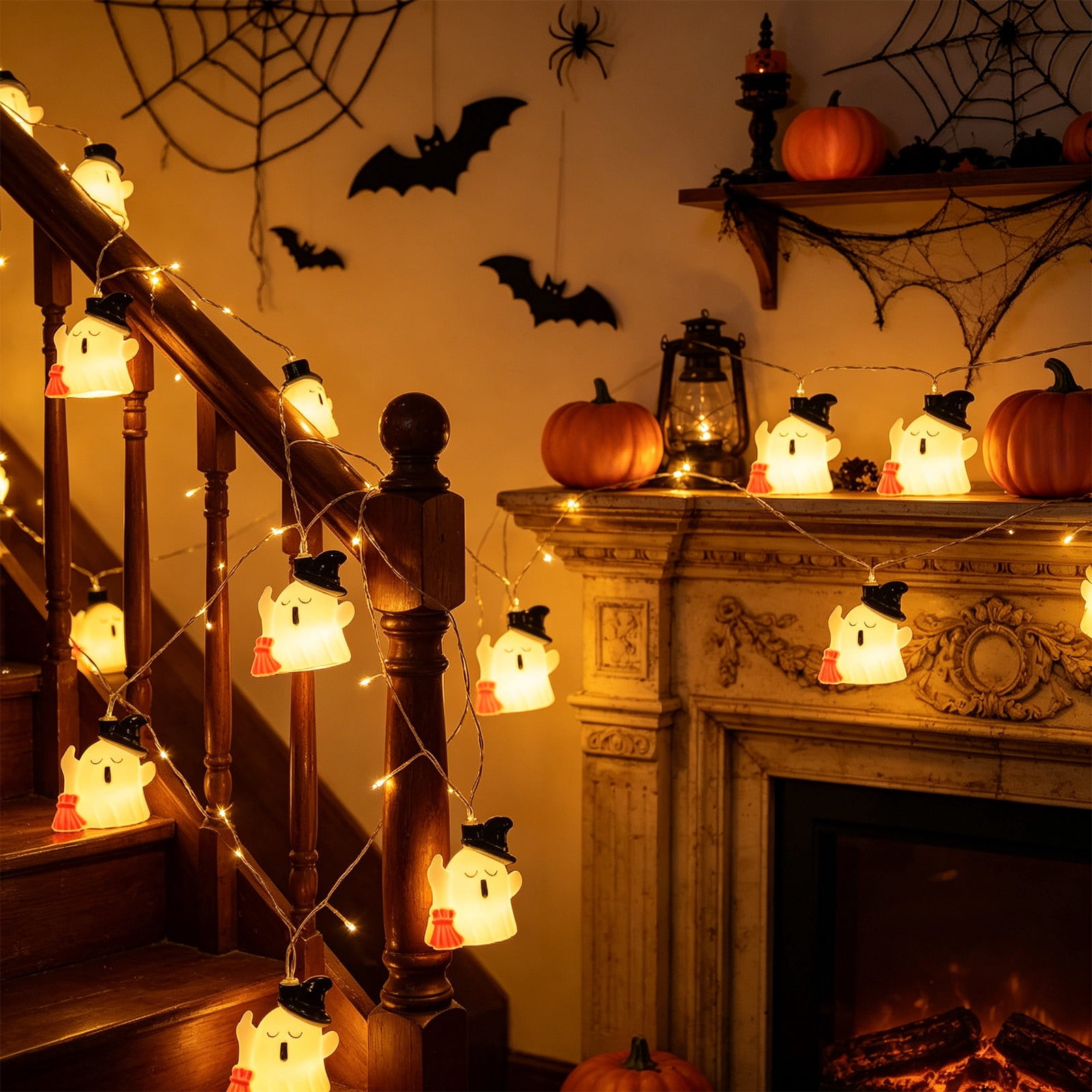 Kmonabie Plastic Halloween String Lights, Multicolor LED Garland