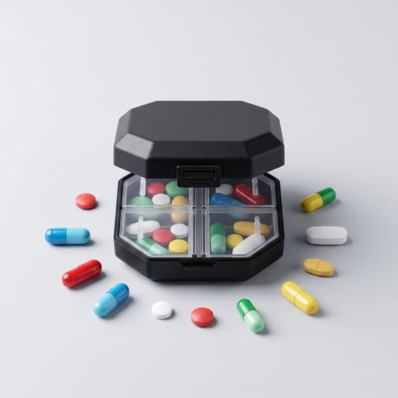 Kmonabie Portable 4 Compartments Pill Box Waterproof Organizer Case, Food Grade Plastic Mini Sealed Container for Vitamins Capsules, Travel Medication Storage with Double Seal