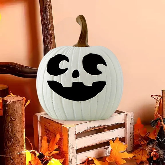 Kmonabie Resin Pumpkin Ornament, Fall Harvest Decorative Figurine for Home Desktop Display, Thanksgiving Party Decor with Four Colors, Green