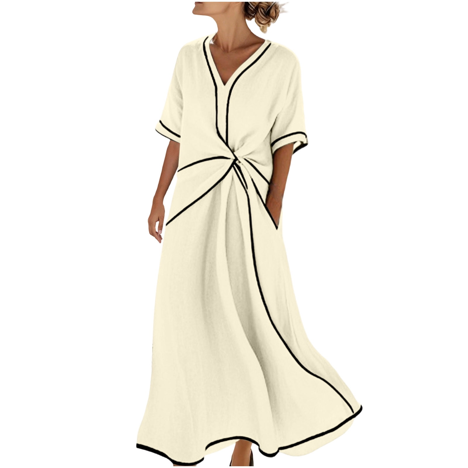 Kmonabie Summer Dresses for Women Beach Sundress Wrap V Neck Short ...