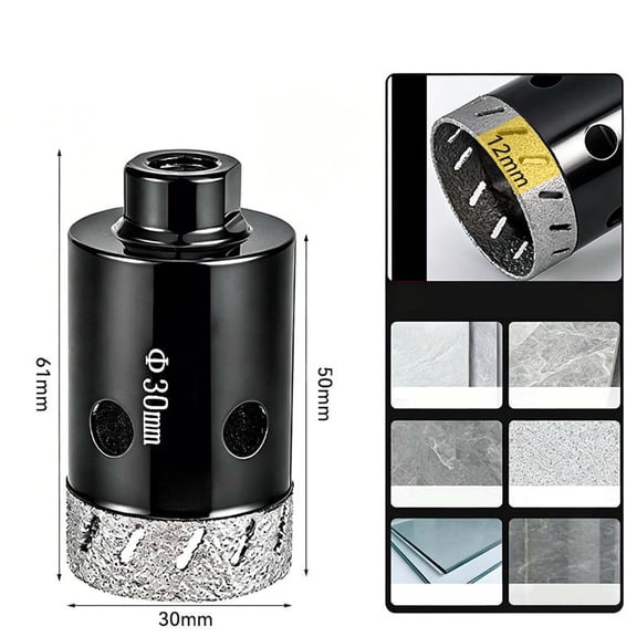 Kmonabie Thin Diamond Hole Saw for Angle Grinder, Ceramic Tile Special Angle Grinder Hole Opener, 20-60mm M10 Thread Brazed Diamond Grit Dry Drilling Cutter Porcelain Granite Glass Tile Drill Bit
