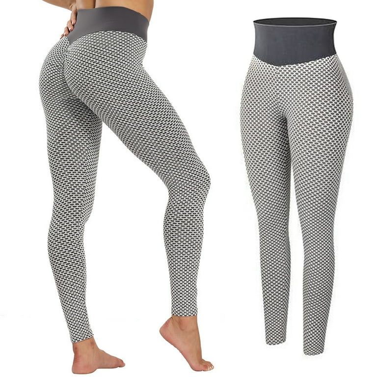 Kmowoo Women Butt Lifting Workout Tights Plus Size Sports High Waist Yoga  Pants Light Grey Large 