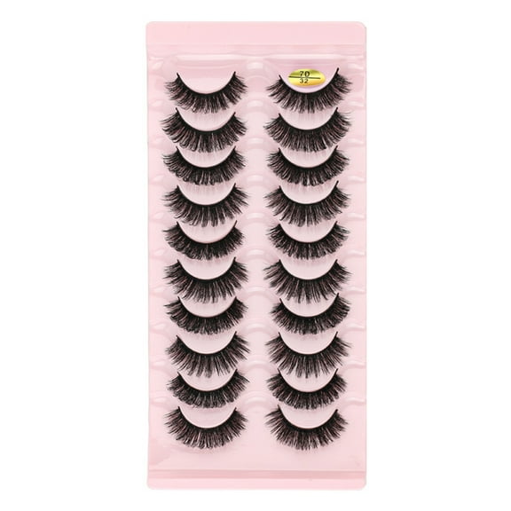 Kmxyo 10 Pairs False Eyelashes Wispy Thick Natural Curl Handmade Fluffy 7D Imitation Mink Hair Eyelashes Extension for Eye Makeup
