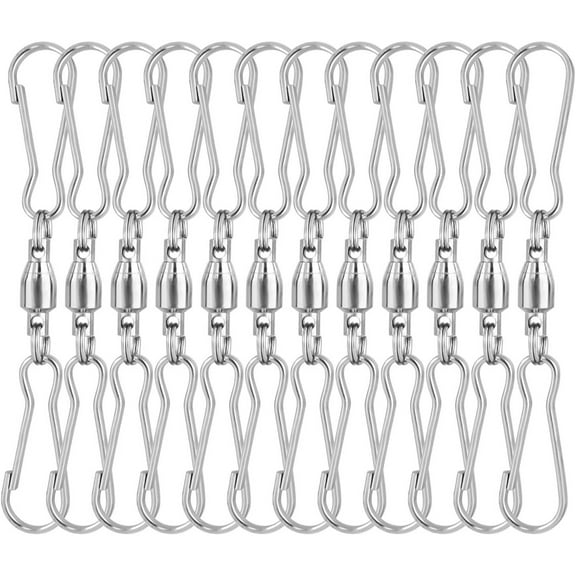 Kmxyo 12Pcs Spinning Clips Dual-Clip Versatile Stainless Steel Plants Pots Swivel Hooks for Hanging Windsock