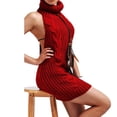 thumbnail image 1 of Kmxyo Women Sexy Backless Sleeveless Turtleneck Pullover Knit Sweater Cosplay Dress, 1 of 8