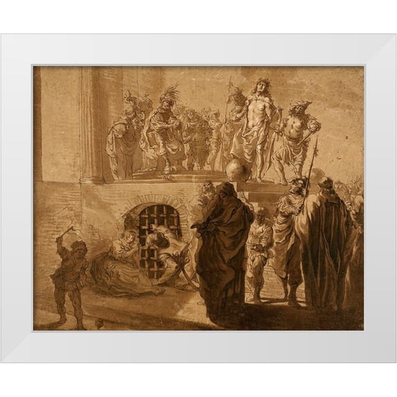 Knüpfer, Nikolaus 24x20 White Modern Wood Framed Museum Art Print Titled - Christ Before Pilate