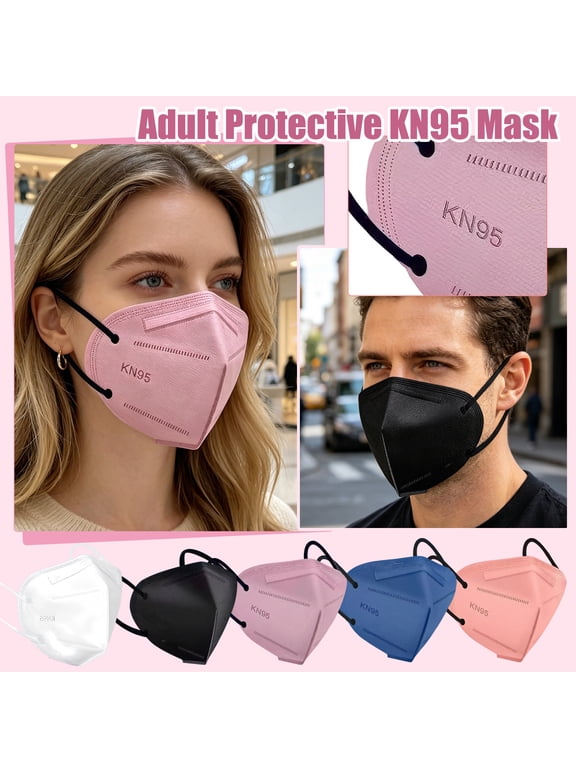 Kn95 Face Masks Black Disposable Face Masks, 50 Pack Black Face Masks Disposable Masks for Adults, Breathable Face Masks Bulk for Everyday Indoor and Outdoor Use